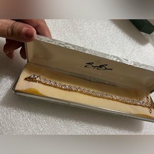Suzanne Somers gold over stirring Silver 925 stamped CZ tennis bracelet NIB